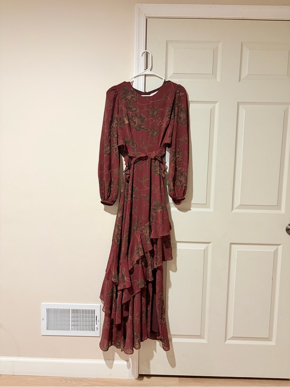 Astr Floral Ruffle Plum Maxi Dress - Picture 3 of 6